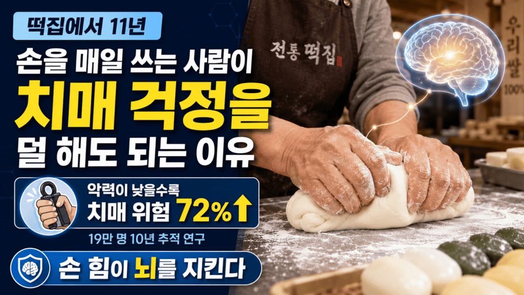 악력 치매 위험 손아귀 힘 뇌 건강 19만명 10년 추적 연구