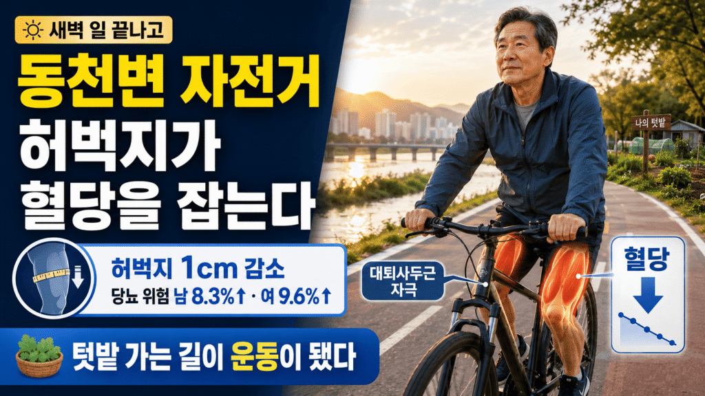 허벅지 근육 당뇨 예방 자전거 동천변 혈당 관리 5060