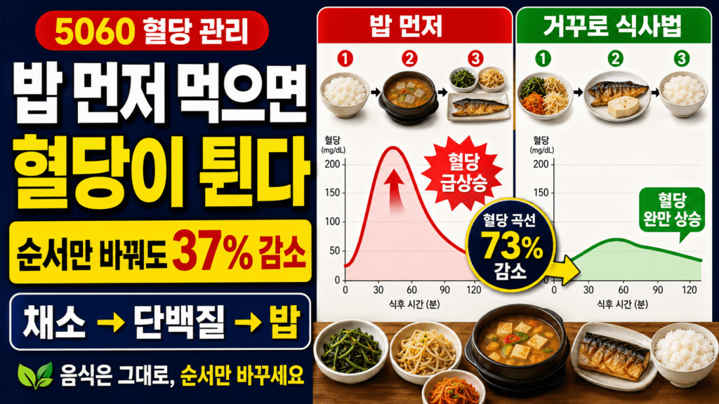 식사 순서 혈당 채소 단백질 탄수화물 거꾸로 식사법 혈당 37% 감소