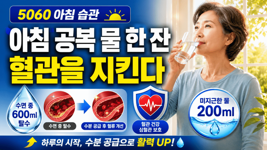 아침 공복 물 미지근한 물 200ml 심혈관 건강 수면 탈수 예방