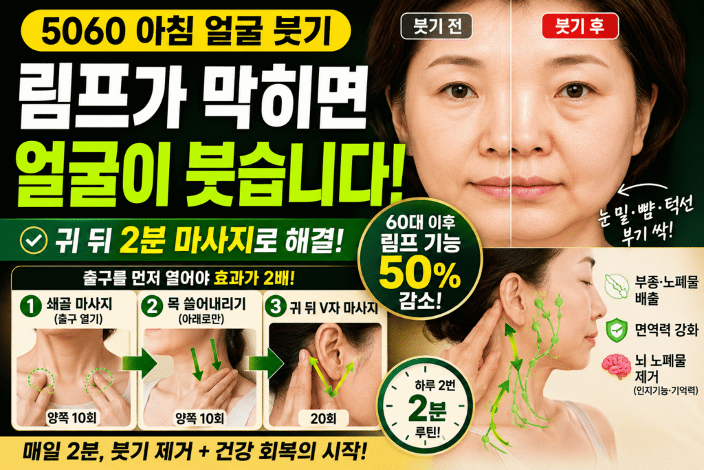 림프 마사지 붓기 귀 뒤 V자 마사지 경부 림프절 자극 방법