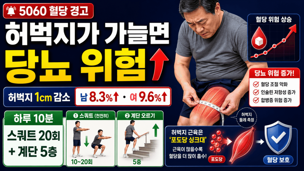 허벅지 둘레 당뇨 위험 32만명 연구 스쿼트 하체 운동 5060