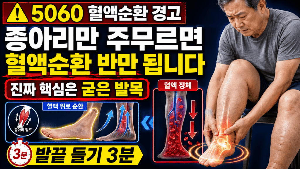 발목 가동성이 혈액순환을 결정한다: 굳은 발목이 혈전을 부르는 이유 발목 가동성 혈액순환 DVT 예방 종아리 펌프 가재미근 60대