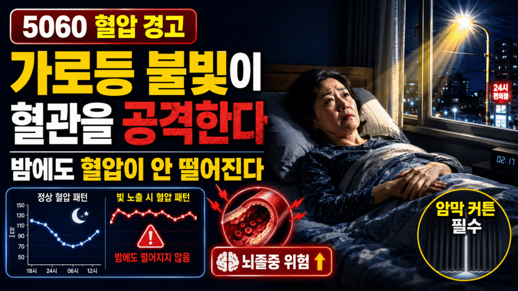 가로등 불빛이 뇌졸중을 부른다: 빛 공해 심혈관 위험의 과학 빛 공해 심혈관 야간 가로등 뇌졸중 위험 60대 암막 커튼