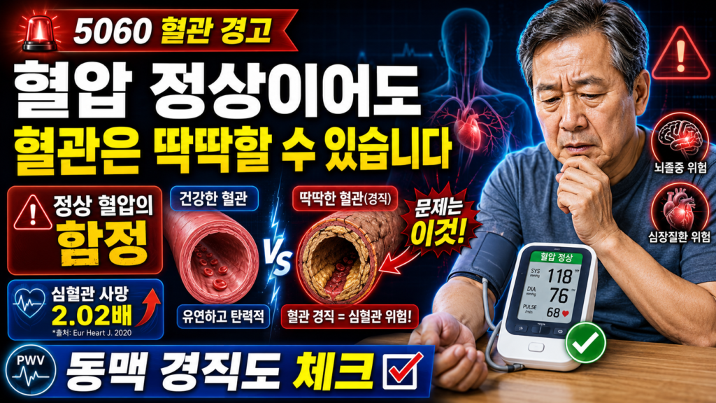 동맥 경직도 혈관건강 PWV 맥파 전달 속도 60대 심혈관 예방
