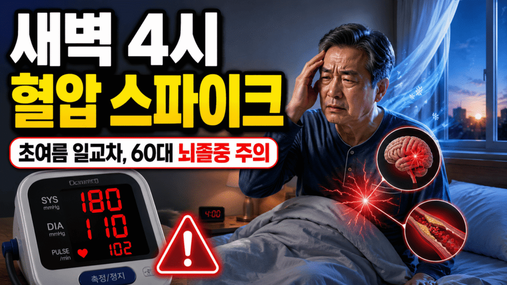 초여름 일교차 새벽 혈압 스파이크 60대 뇌졸중 예방 침실 온도
