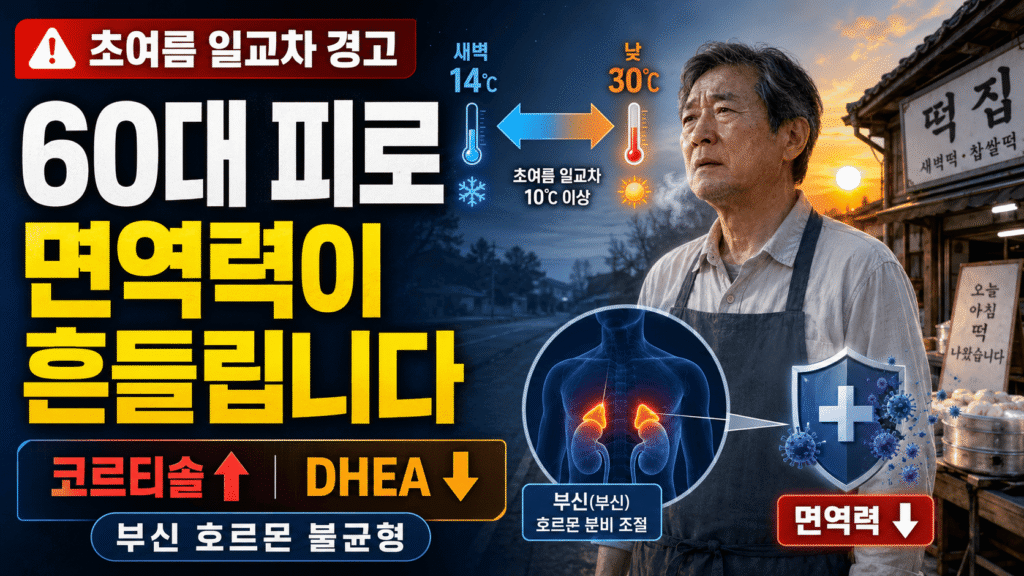 환절기 면역 저하 60대 코르티솔 DHEA 호르몬 불균형 부신